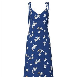 Reformation floral jade dress midi crepe blue XL